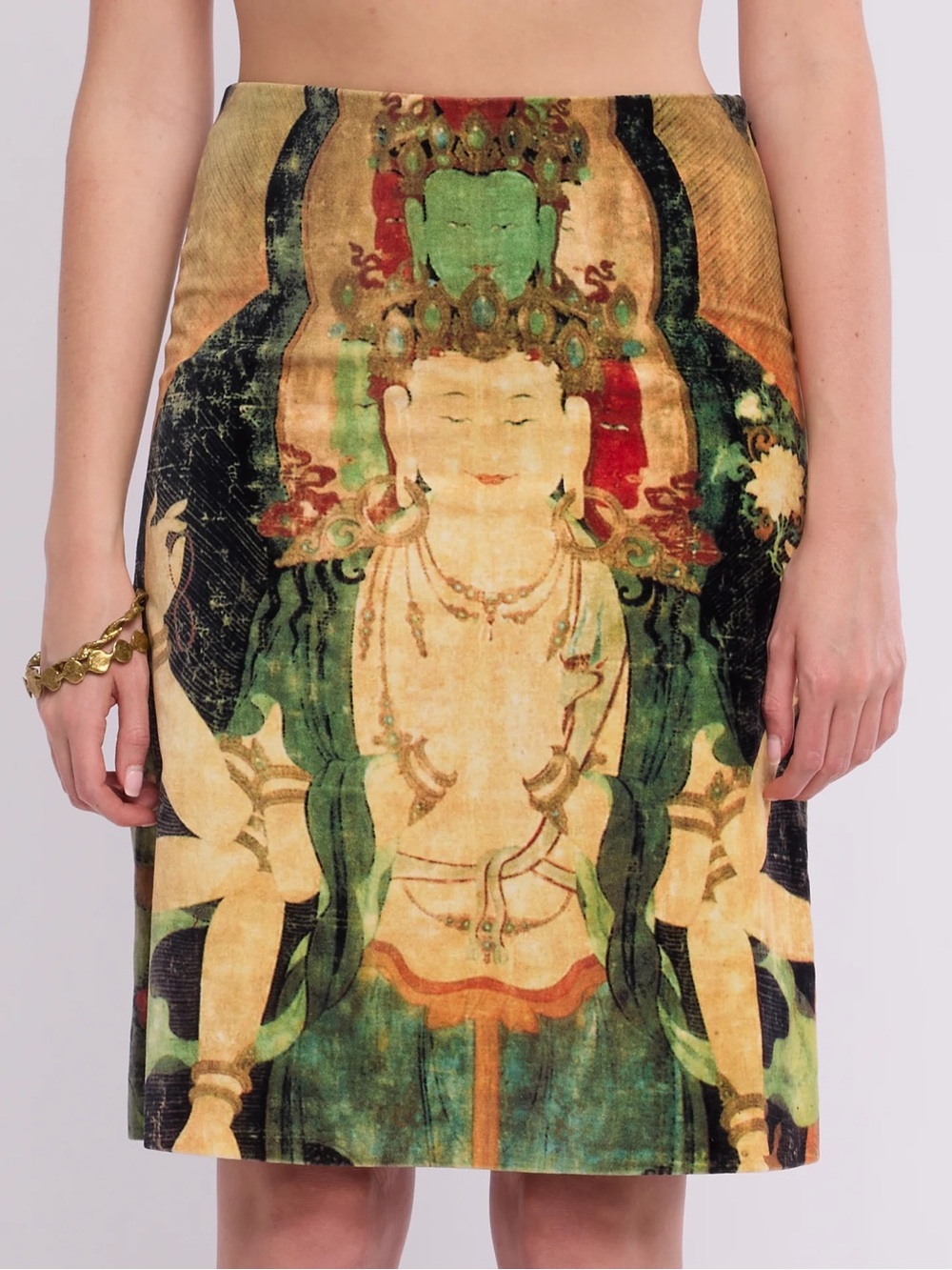 Vintage 90s Vivienne Tam velvet Buddha skirt